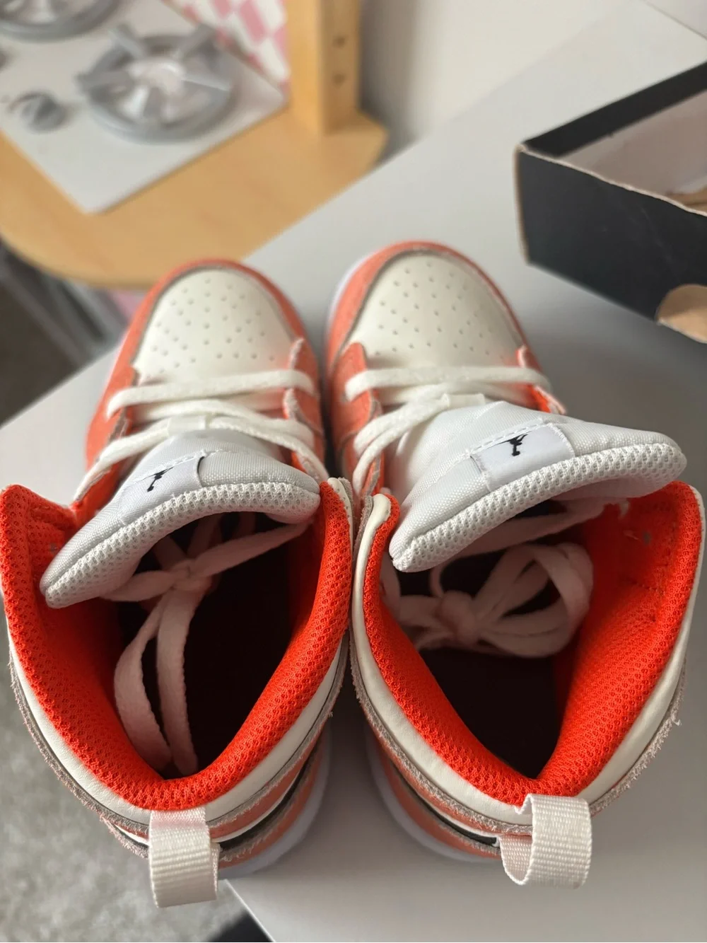 Jordan Kids' Mid-Top Sneakers in Coral, White and Black